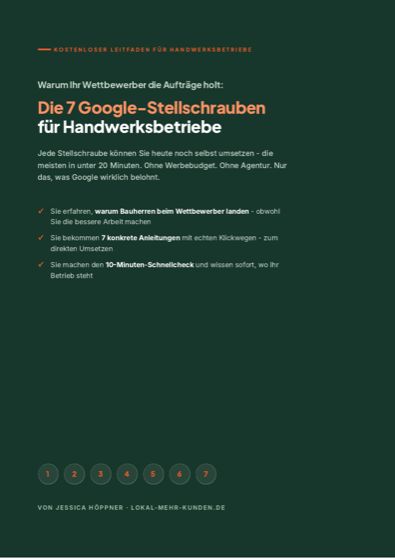 Titelseite: Die 7 Google-Stellschrauben für Handwerksbetriebe